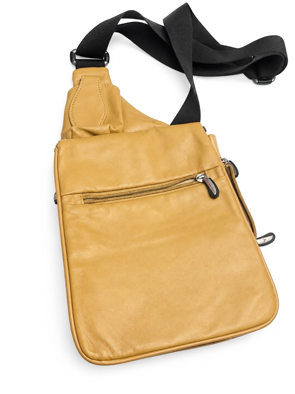 Travelon leather crossbody sling organizer bag in a tan